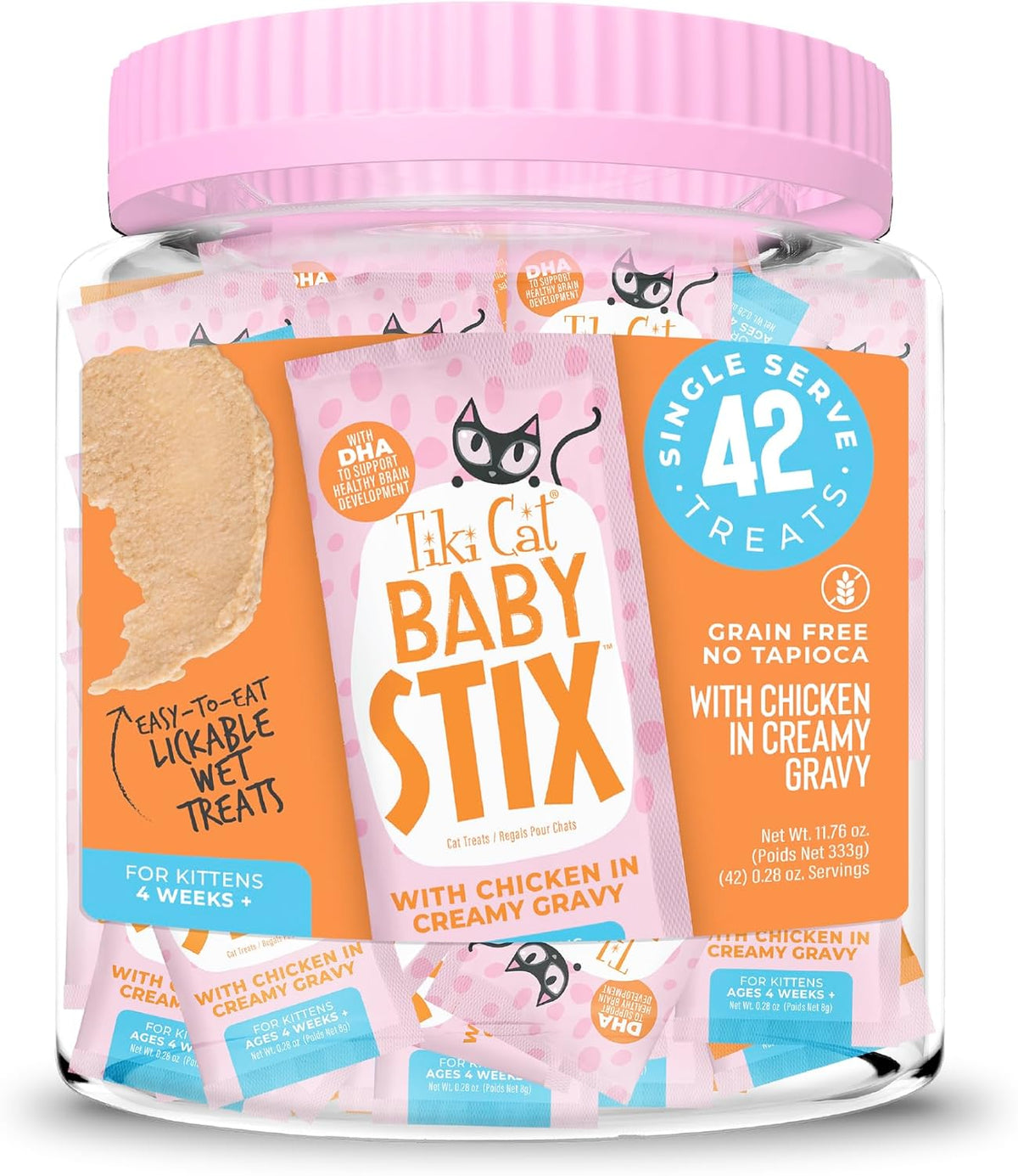 Tiki Cat Baby Stix Wet Cat Treats, Chicken in Creamy Gravy