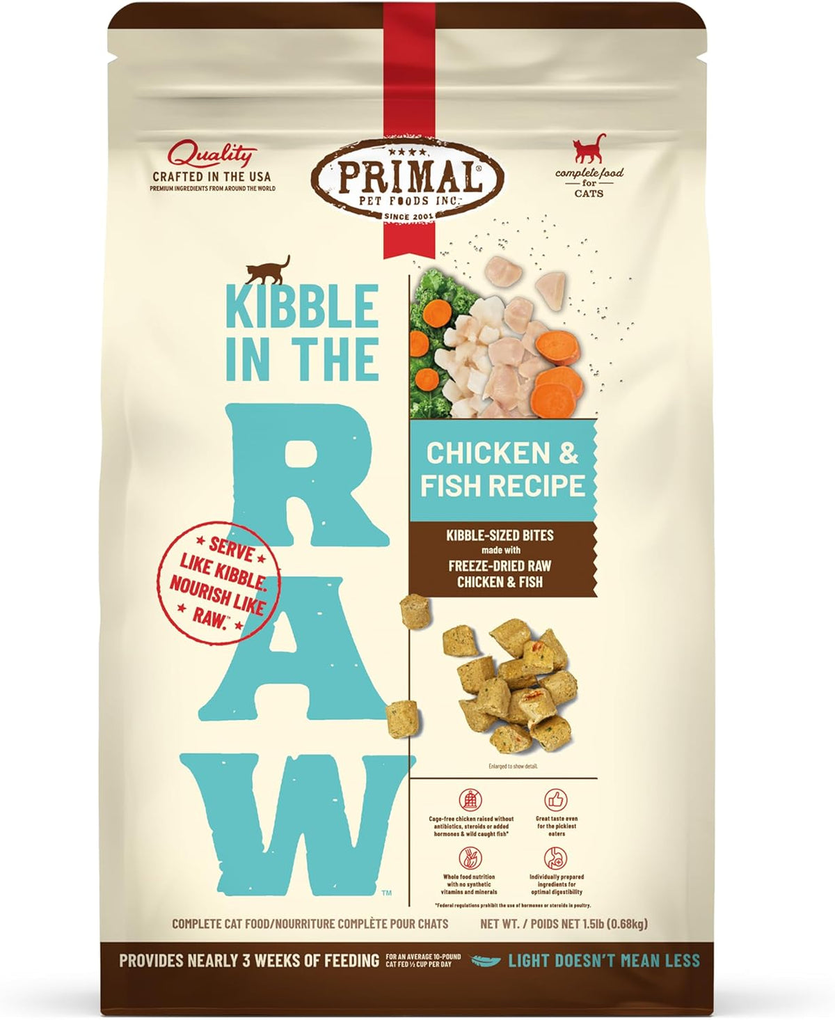 Primal Cat Kibble in The Raw Chicken & Fish Recipe