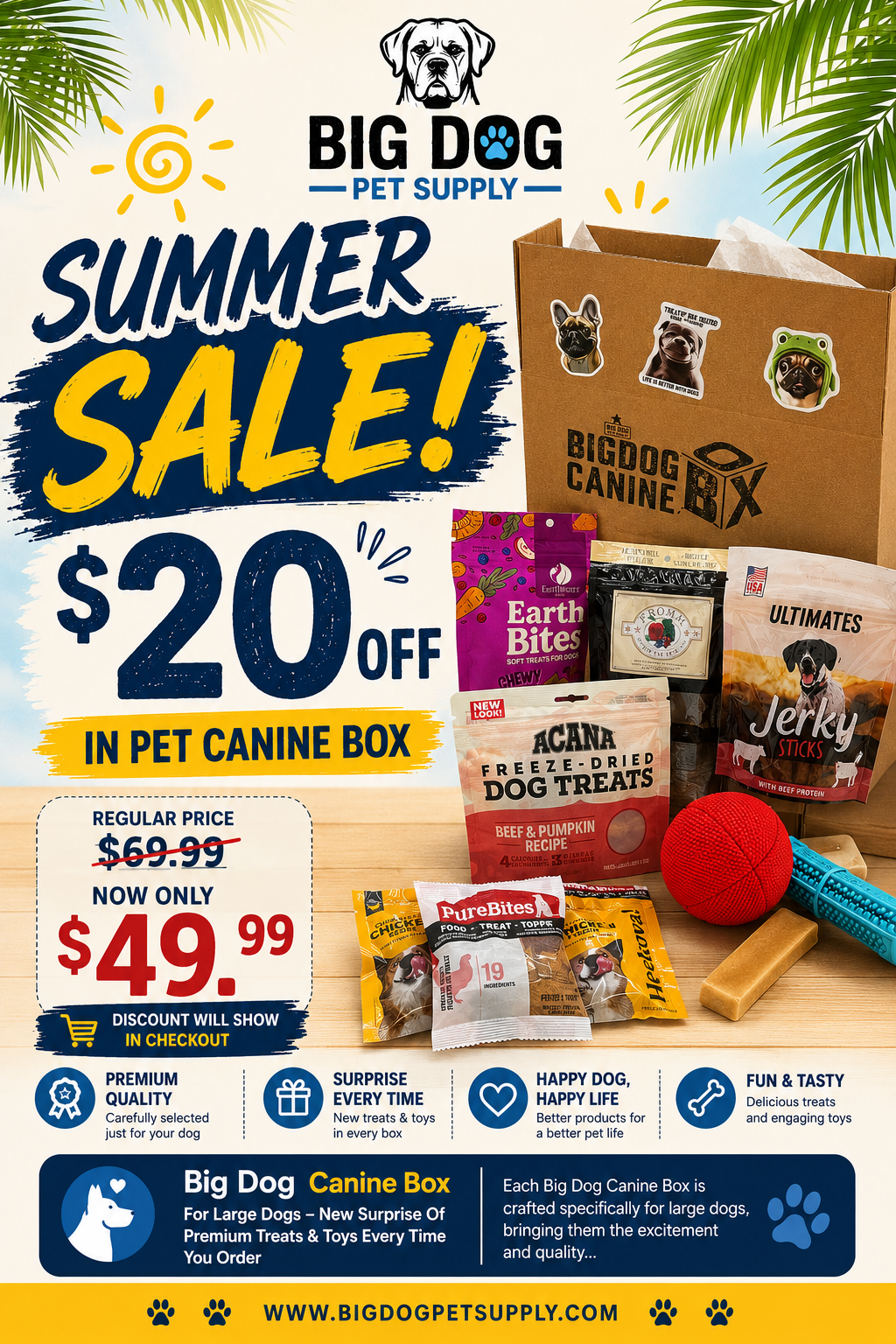 Big Dog Canine Box for Large Dogs – New Surprise of Premium Treats & Toys Every Time You Order