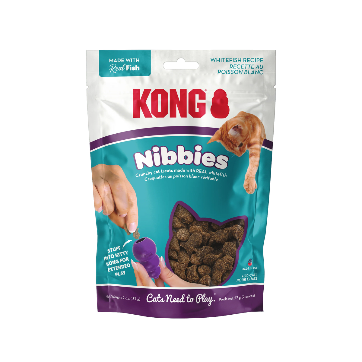 KONG Cat Nibbies Crunchy Cat Treats 2 Ounce (Whitefish)