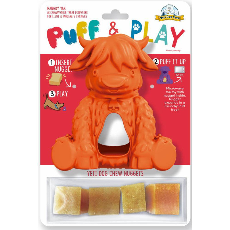 Yeti Yak Puff & Play Dog Toy Interactive Nuggets Treat Dispenser - Light to Light Moderate Chewers