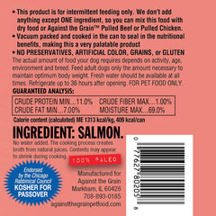 Evanger's Against The Grain Nothing Else! 100% Salmon Dog Food – 12 Count, 11 oz Each – Single-Ingredient Meatball Texture in Natural Broth – Wet Dog Food – Grain & Gluten Free