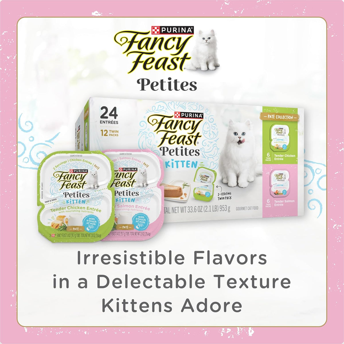 Purina Fancy Feast Gourmet Gravy Petites Tender Salmon Pate Gourmet Wet Kitten Food - (Pack of 12) 2.8 oz. Tubs