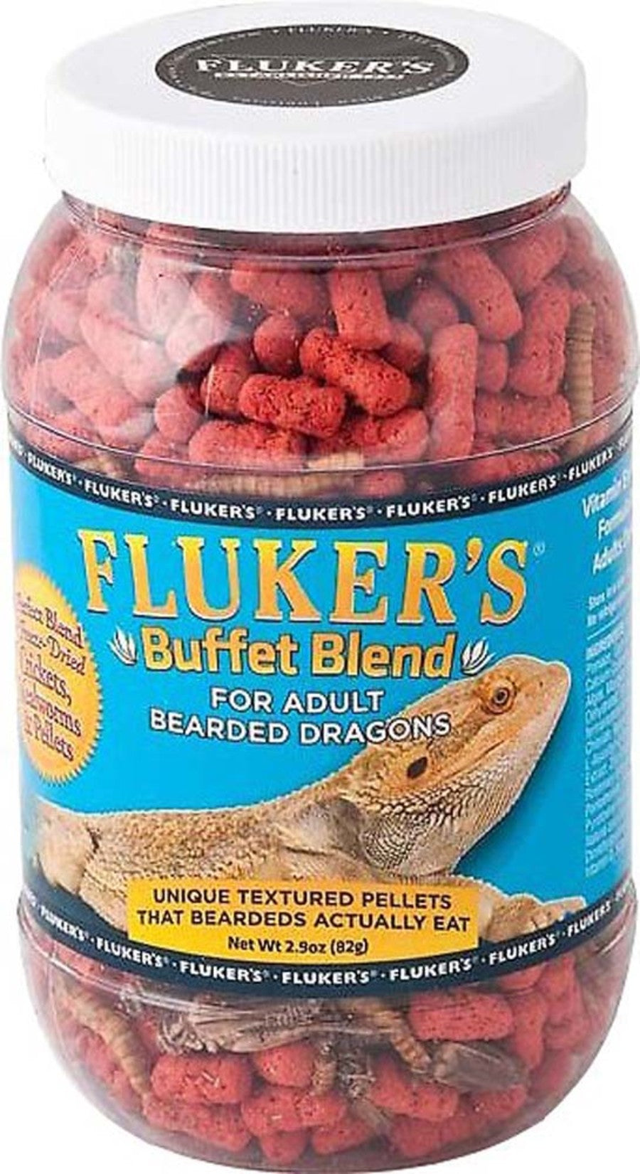 Fluker's Buffet Blend Adult Bearded Dragon Diet, Mealworms, Crickets and Pellets