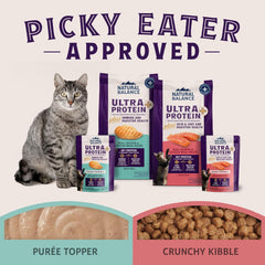 Natural Balance Ultra Protein Plus Wet Cat Food, Skin & Coat and Digestive Health Real Salmon With Pumpkin Puree Topper With Chicken Liver & Chicken Heart, High Protein Cat Food - 2.4 oz. (Pack of 6)