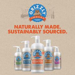 Grizzly Wild Alaskan Salmon Oil Dog Food Supplement Omega 3 Fatty Acids, 32 oz