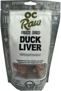 OC RAW DOG GRAIN FREE FREEZE-DRIED DUCK LIVER 4OZ