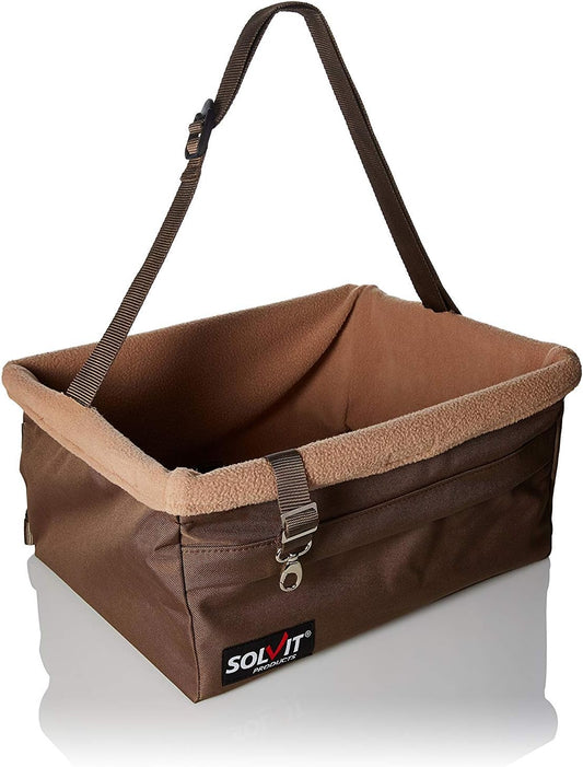 PetSafe Happy Ride Dog Booster Seat for Car/Truck/SUV, Tan, up to 18 lb with Headrest Strap