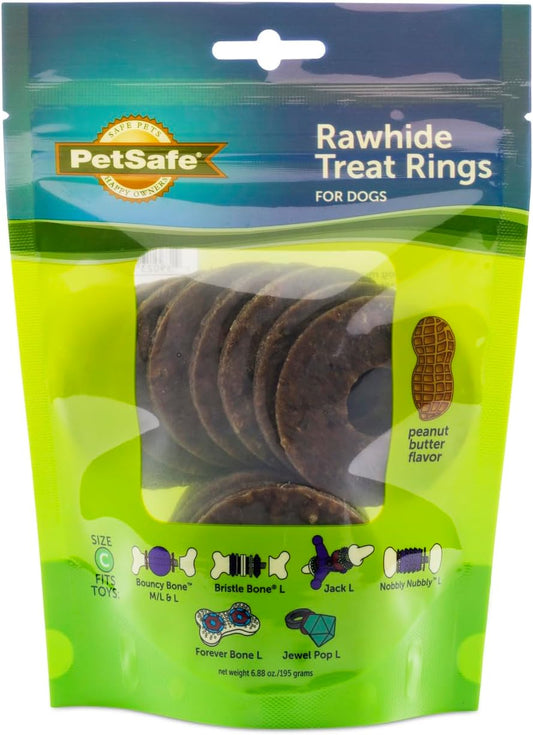 PetSafe® Natural Rawhide Treat Ring Refills, Size C, Peanut Butter Flavor, Replacement Treats Busy Buddy Treat Ring Holding Toys