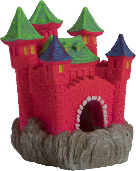 GloFish Castle Ornament, Large, Colorful Aquarium Decor, Hideaway for Fish (78016),3 x 3.25 x 4.25 inches