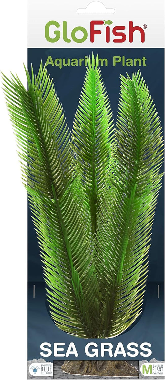 GloFish Sea Green Grass Plant Fluorescent Under Blue LED Light Aquarium Decor