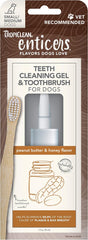 TropiClean Enticers Teeth Cleaning Gel & Toothbrush for S/M Dogs | Peanut Butter & Honey | Bamboo Brush Speeds Up Plaque Removal | Gell Helps Fight Bad Breath | 2 oz