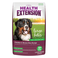 Health Extension Large Bites Chicken & Brown Rice Dry Dog Food (30 lb / 13.61 kg) - Protein-Rich Formula with Probiotics & Essential Nutrients for Larger Breeds