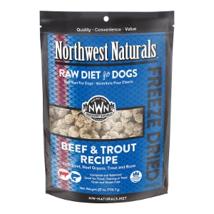 Northwest Naturals Freeze-Dried Beef Dog Food - Bite-Sized Nuggets - Grain-Free, High-Protein, Raw Diet, Human-Grade Ingredients, All Natural, Premium Quality, Healthy & Nutritious, Made in USA, 25 Oz