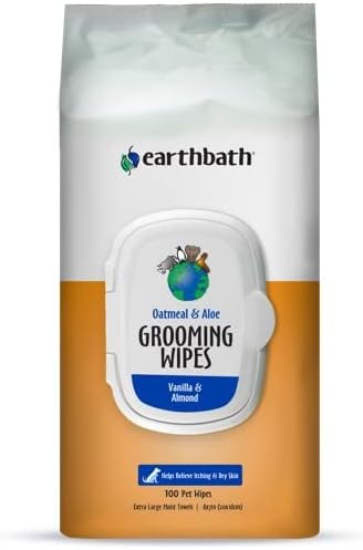 Earthbath Oatmeal & Aloe Grooming Wipes Vanilla & Almond 100 ct softpack
