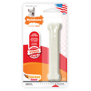 Nylabone Power Chew Classic Bone Chew Toy for Dogs, Durable Dog Toys for Aggressive Chewers, Chicken Flavor
