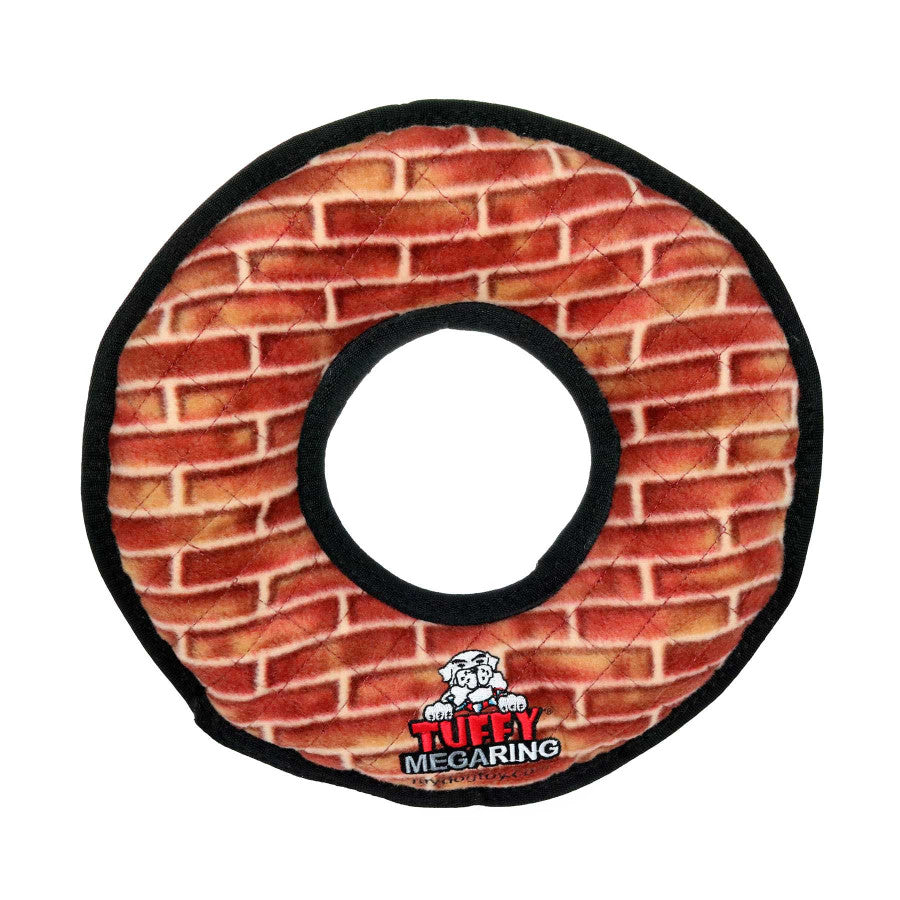 TUFFY - World's Tuffest Soft Dog Toy - MEGA Ring Brick- Squeakers -Multiple Layers. Made Durable, Strong & Tough. Interactive Play (Tug, Toss & Fetch). Machine Washable & Floats.