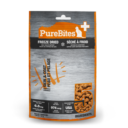 PureBites+ Freeze Dried Cat Treat | Skin & Coat | 5 Ingredients | Made in USA