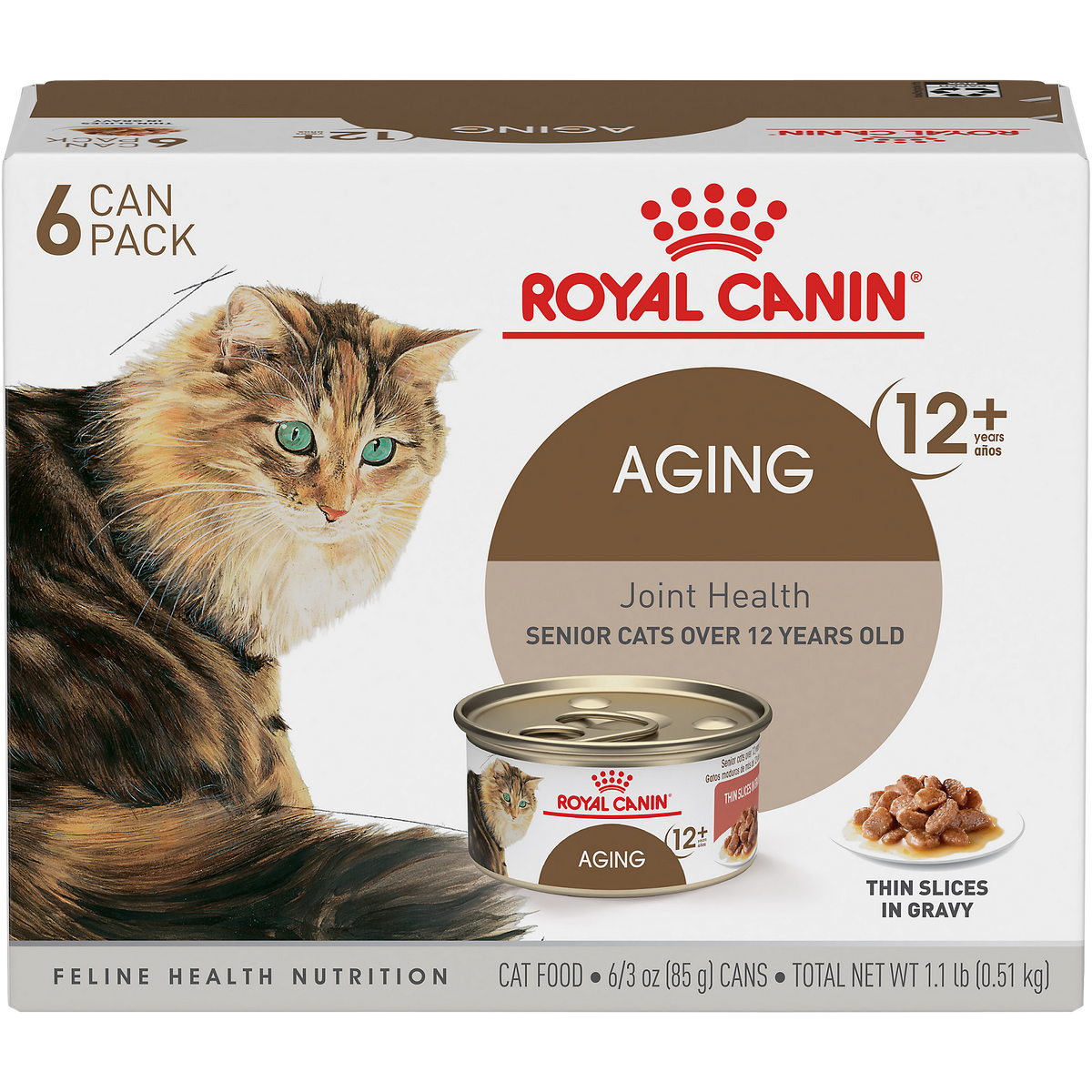 Royal Canin® Feline Health Nutrition™ Aging 12+ Thin Slices In Gravy Canned Cat Food, 3 oz, 6-Pack