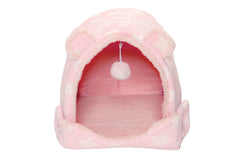 Furhaven Cat Bed Snuggle Hideout for Indoor Cats & Small Dogs, Washable & Foldable w/ Plush Ball Toy - Snuggle Hideout-Bear Pet Tent, Small