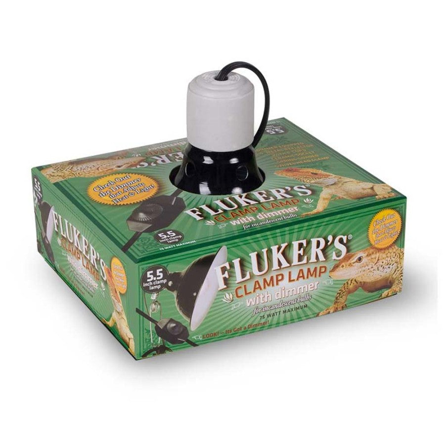 Fluker's Repta-Clamp Lamp, Heavy Duty Clamp Light For Reptile Tanks and Terrariums, UL/CUL Approved, Great for Reptile Basking, 150-Watt Maximum with Dimmable Switch
