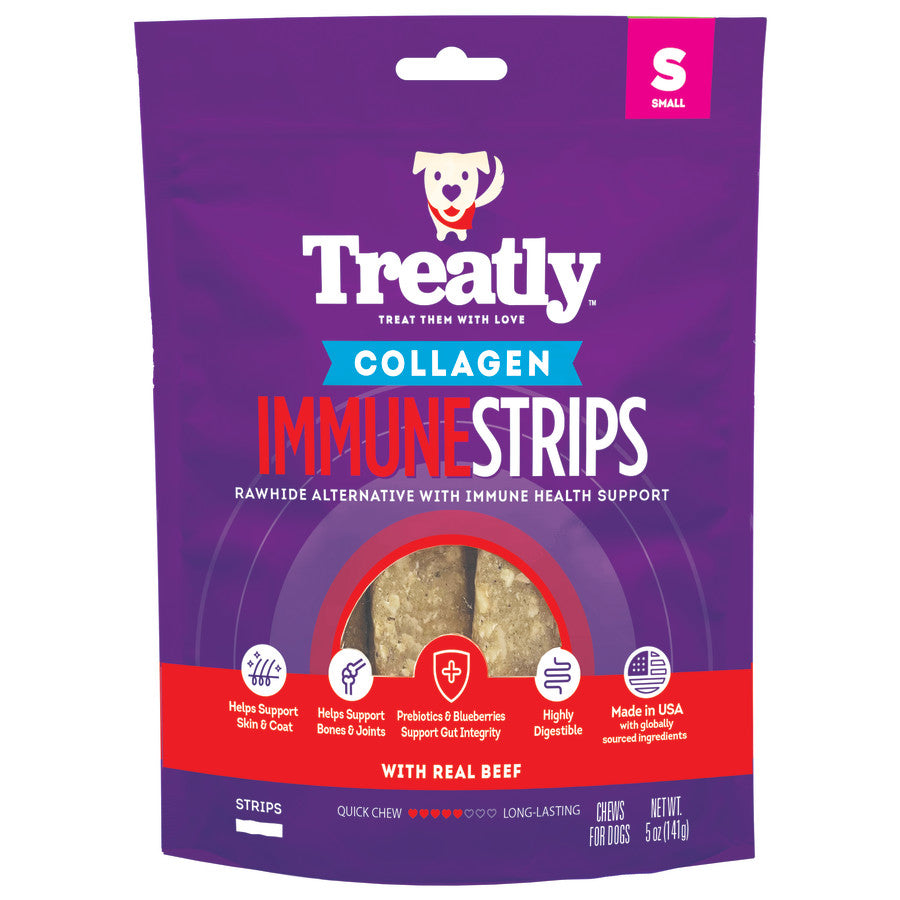 Treatly Collagen Immune Strips Dog Chews Beef, 1ea/5 oz