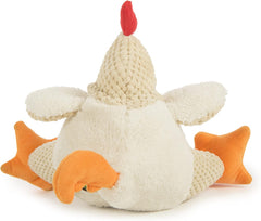 goDog Checkers Fat Rooster Squeaky Plush Dog Toy, Chew Guard Technology - White, Largeoy Large White