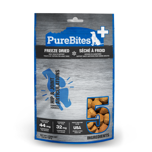 PureBites+ Hip & Joint Freeze Dried Dog Treats, 5 Ingredients, Made in USA
