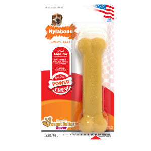 Nylabone Original Bone Power Chew Toy for Dogs, Durable & Tough Dog Toys for Aggressive Chewers, Peanut Butter Flavor
