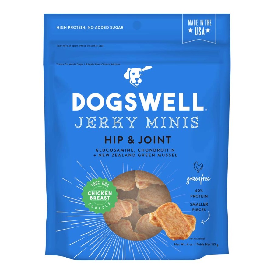 Dogswell Jerky Hip and Joint Dog Treats Grain Free Made in USA Only, Glucosamine and Chondroitin, Chicken