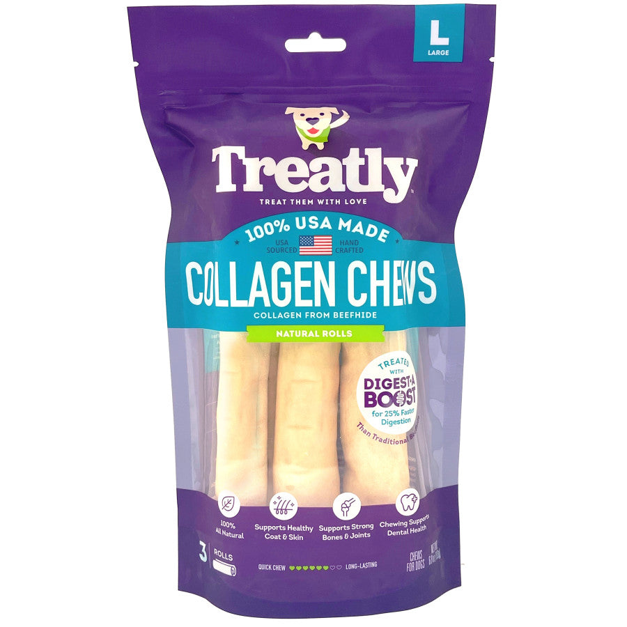 Treatly Collagen Chew Rolls Dog Treats Natural