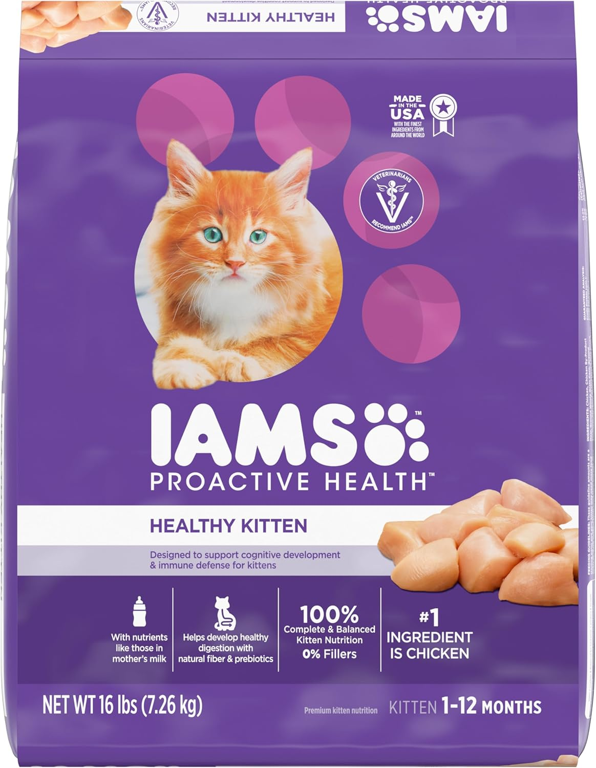 IAMS PROACTIVE HEALTH Healthy Kitten Dry Cat Food with Chicken Cat Kibble