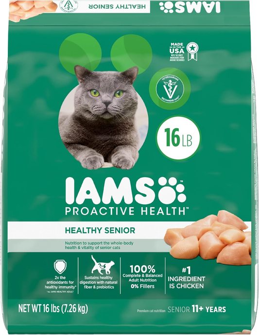IAMS PROACTIVE HEALTH Healthy Senior Dry Cat Food with Chicken Cat Kibble