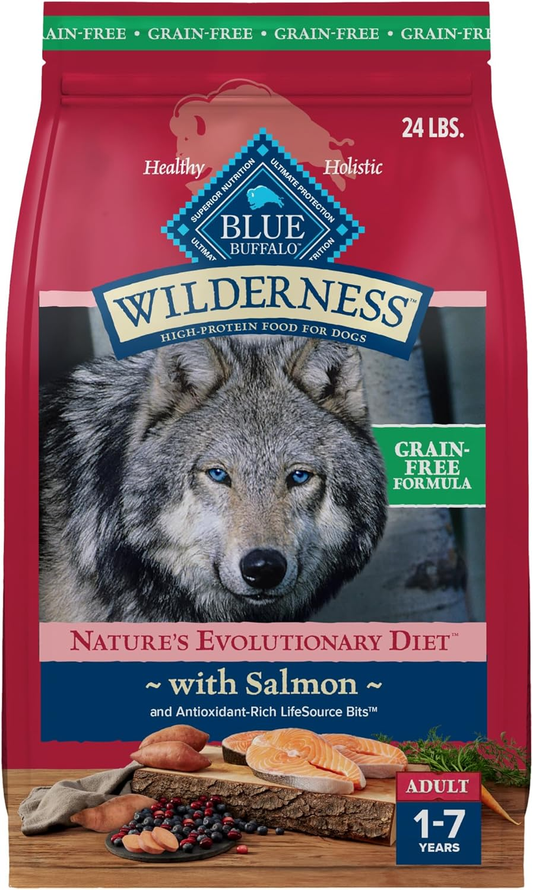 Blue Buffalo Wilderness Adult High-Protein Dry Dog Food with Real Salmon, Grain-Free, Made in the USA with Natural Ingredients, Salmon