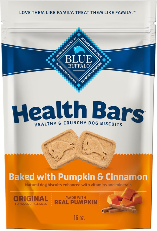 Blue Buffalo Health Bars Crunchy Dog Biscuits, Oven-Baked With Natural Ingredients, Pumpkin & Cinnamon