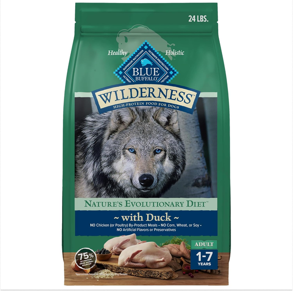 Blue Buffalo Wilderness Adult High-Protein Duck with Wholesome Grains Dry Dog Food