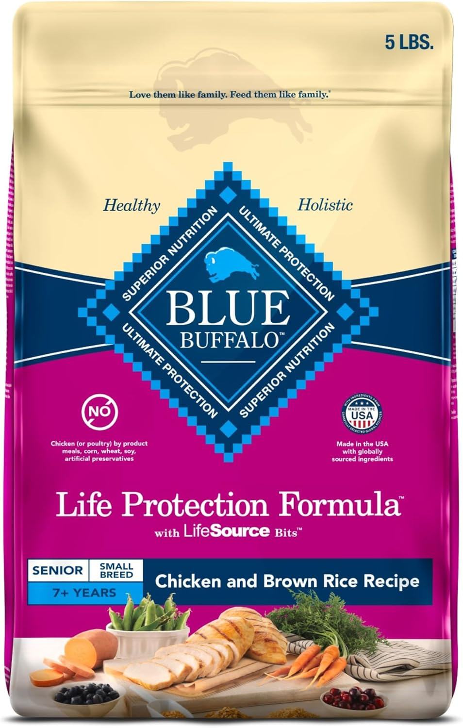 Blue Buffalo Life Protection Formula Small Breed Senior Dry Dog Food, Supports Joint Health and Immunity, Made with Natural Ingredients, Chicken & Brown Rice Recipe