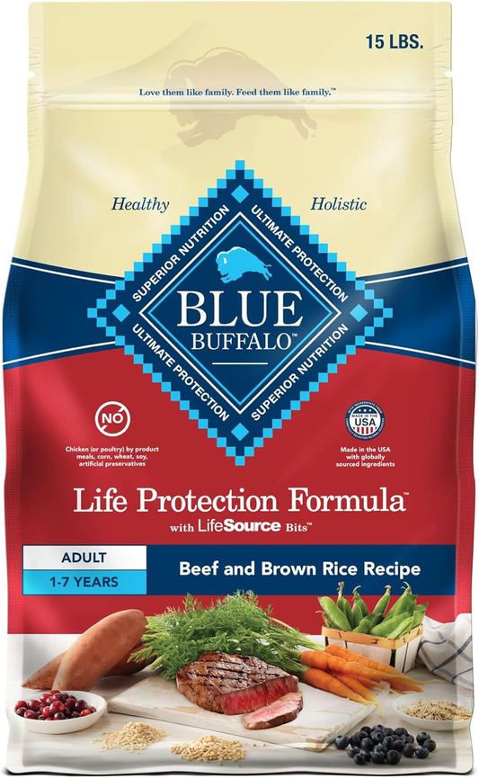 Blue Buffalo Life Protection Formula Adult Dry Dog Food, Helps Build and Maintain Strong Muscles, Made with Natural Ingredients, Beef & Brown Rice Recipe