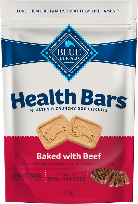 Blue Buffalo Health Bars Crunchy Dog Biscuits, Oven-Baked With Natural Ingredients, Beef