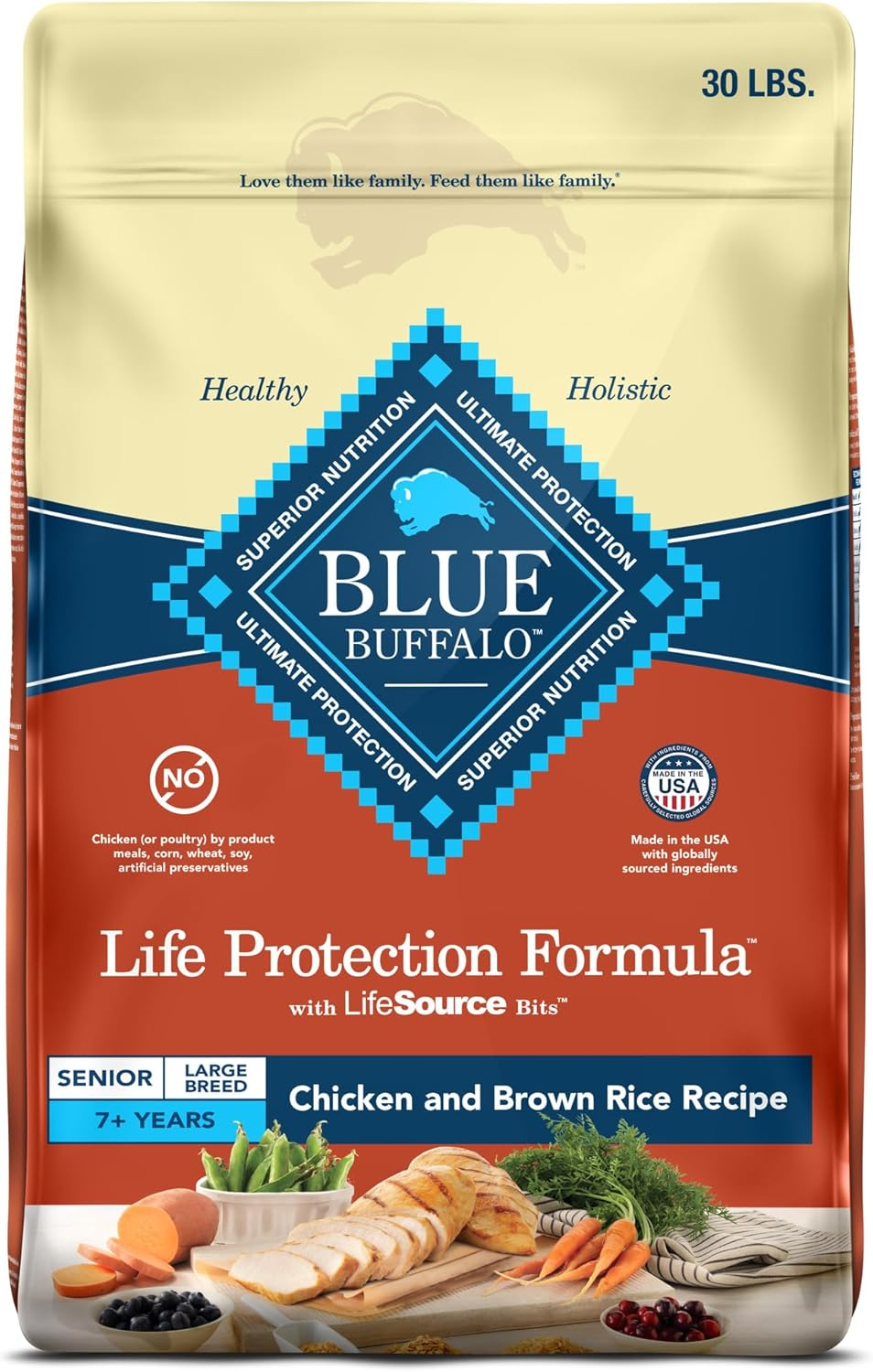 Blue Buffalo Life Protection Formula Large Breed Senior Dry Dog Food, Promotes Joint Health and Immunity, Made with Natural Ingredients, Chicken & Brown Rice Recipe