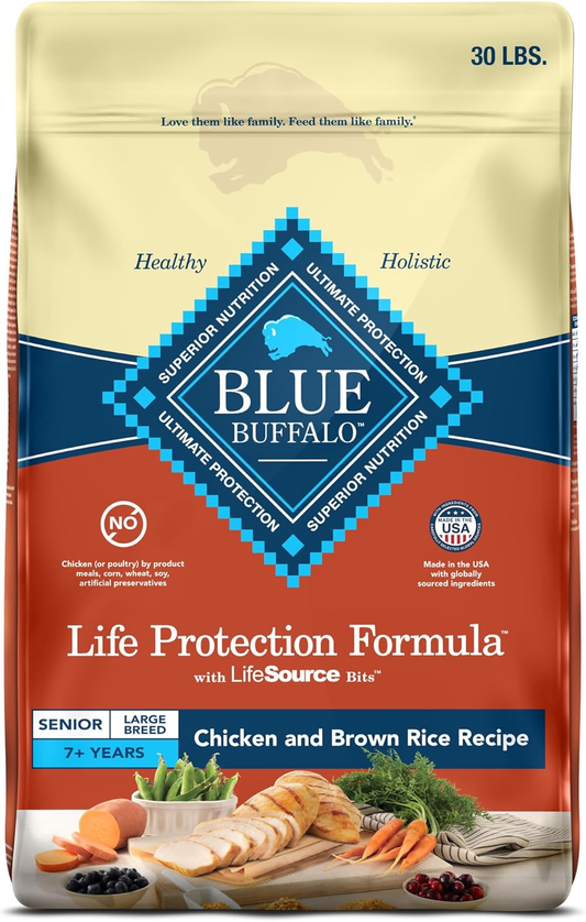 Blue Buffalo Life Protection Formula Large Breed Senior Dry Dog Food, Promotes Joint Health and Immunity, Made with Natural Ingredients, Chicken & Brown Rice Recipe