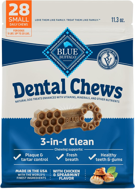 Blue Buffalo Dental Chews Small Natural Dog Treats, Chicken & Spearmint