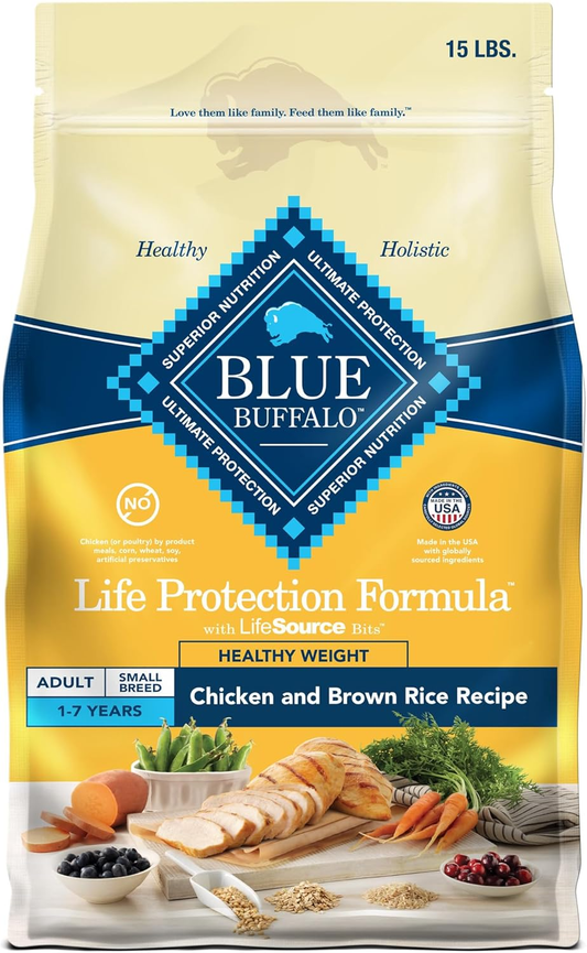 Blue Buffalo Life Protection Formula Healthy Weight Natural Small Breed Dry Dog Food, Supports an Ideal Weight, Made with Natural Ingredients, Chicken & Brown Rice Recipe