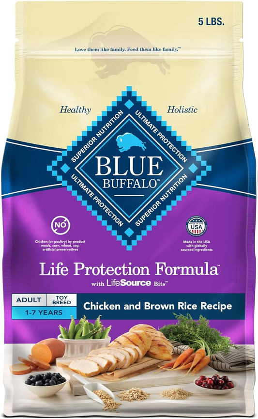 Blue Buffalo Life Protection Formula Toy Breed Adult Dry Dog Food, Supports High Energy Needs, Made with Natural Ingredients, Chicken & Brown Rice Recipe
