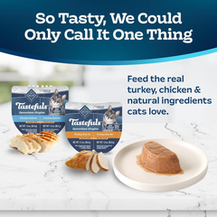 Blue Buffalo Tastefuls Spoonless Singles Variety Pack, Wet Cat Food Paté, 2.6-oz. Twin-Pack Trays, Chicken & Turkey Entreé