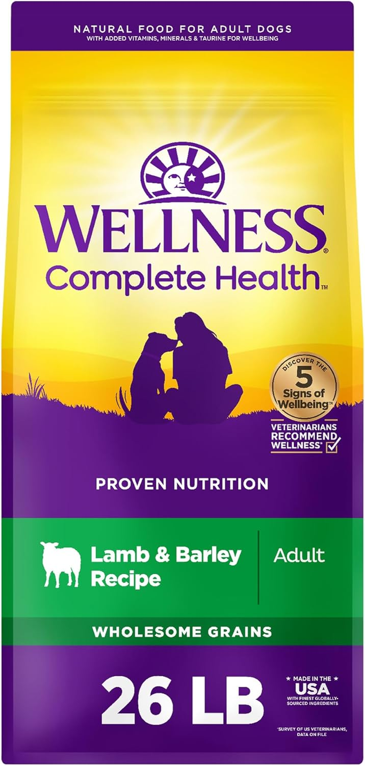 Wellness Complete Health Dry Dog Food, Wholesome Grains, Natural, Lamb & Barley Recipe