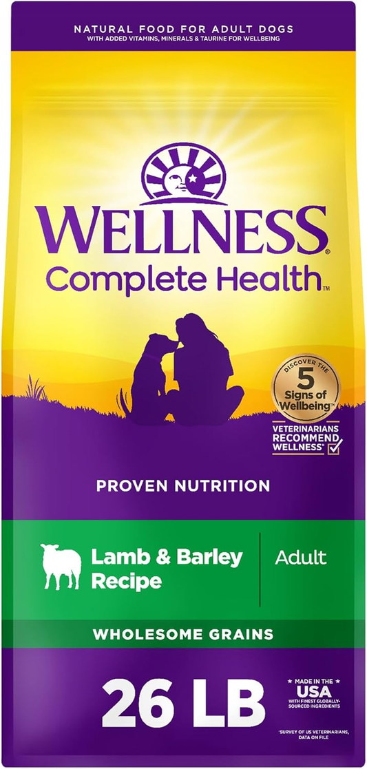 Wellness Complete Health Dry Dog Food, Wholesome Grains, Natural, Lamb & Barley Recipe