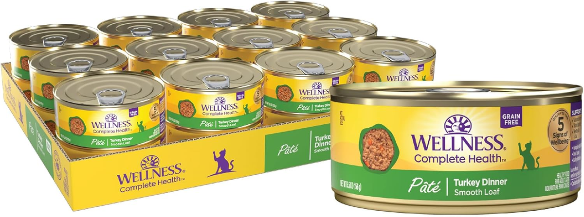 Wellness Complete Health Pate Adult Wet Cat Food, Natural, Protein-Rich, Grain Free (Turkey)