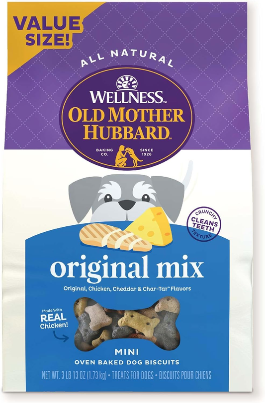 Old Mother Hubbard by Wellness Classic Original Mix Natural Dog Treats, Crunchy Oven-Baked Biscuits, Ideal for Training, Mini Size