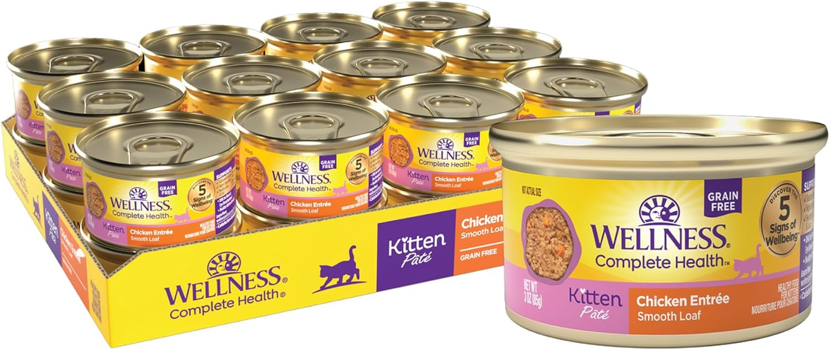 Wellness Complete Health Pate Kitten Wet Cat Food, Natural, Protein-Rich, Grain Free